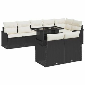 vidaXL Lounge s&aelig;t med pude 9 pcs Sort Poly rattan