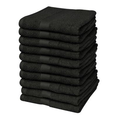 vidaXL gæstehåndklædesæt 10 stk. bomuld 500 gsm 30x50 cm sort