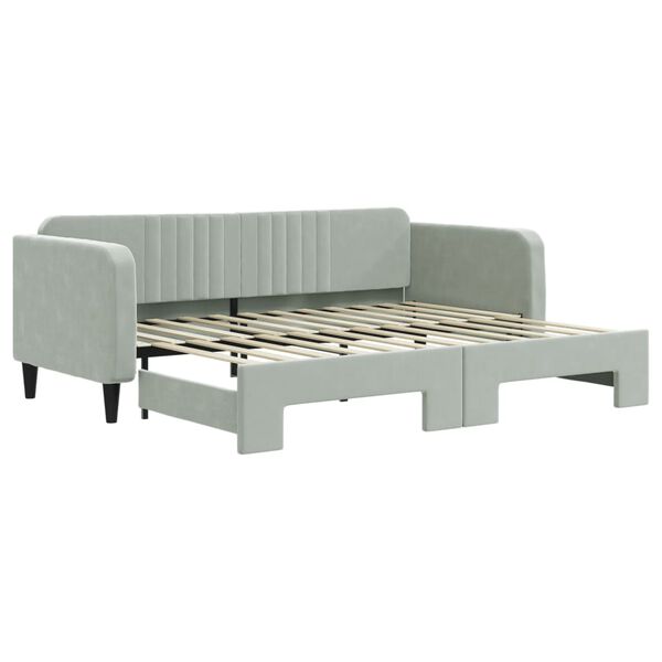 vidaXL daybed med udtræk 90x200 cm velour lysegrå