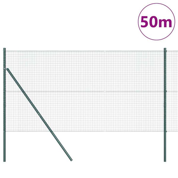 vidaXL Hegnsp&aelig;l Gr&oslash;n 50 x 1,2 m (25 x 25 mm net) St&aring;l og PVC