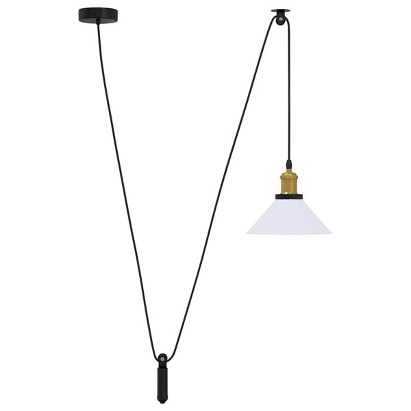 vidaXL pendellampe h&oslash;jdejusterbar E27 &Oslash; 22 cm metal glans hvid