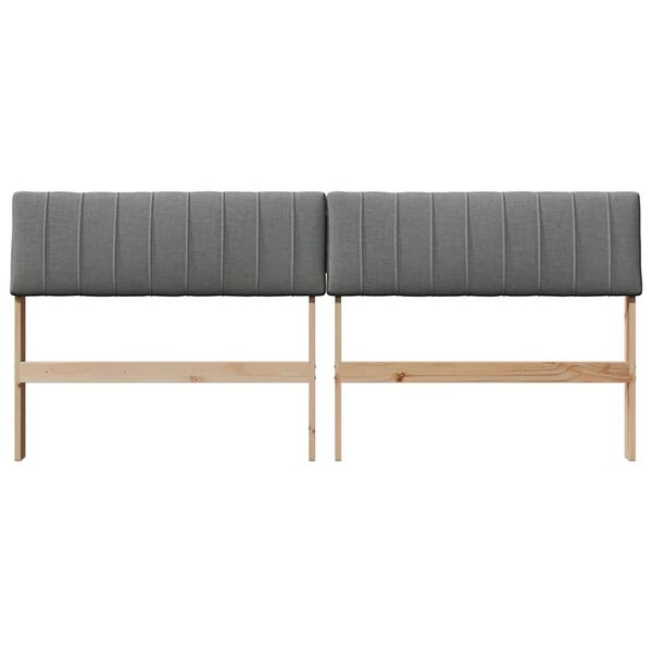 vidaXL Polstret sengegavl M&oslash;rkegr&aring; 180 cm Massiv fyrretr&aelig;