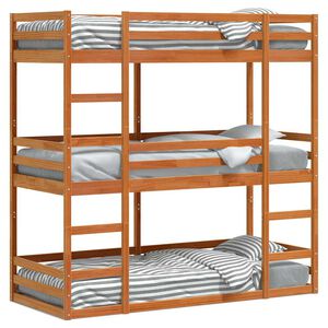 vidaXL tredobbelt k&oslash;jeseng 80x200 cm massivt fyrretr&aelig; voksbrun