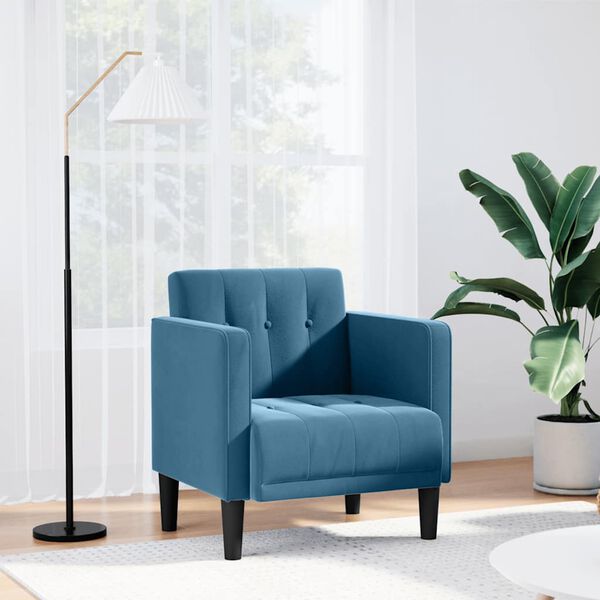 vidaXL sofastol med arml&aelig;n 53 cm velour bl&aring;