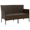 vidaXL 3-personers havesofa med hynde polyrattan brun