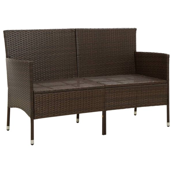vidaXL 3-personers havesofa med hynde polyrattan brun