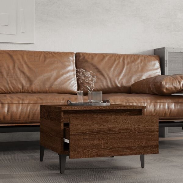 vidaXL sideborde 2 stk. 50x46x35 cm konstrueret tr&aelig; brun egetr&aelig;sfarve