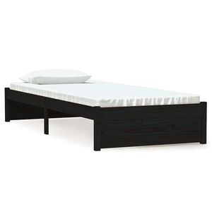 vidaXL sengeramme 75x190 cm Small Single massivt tr&aelig; sort