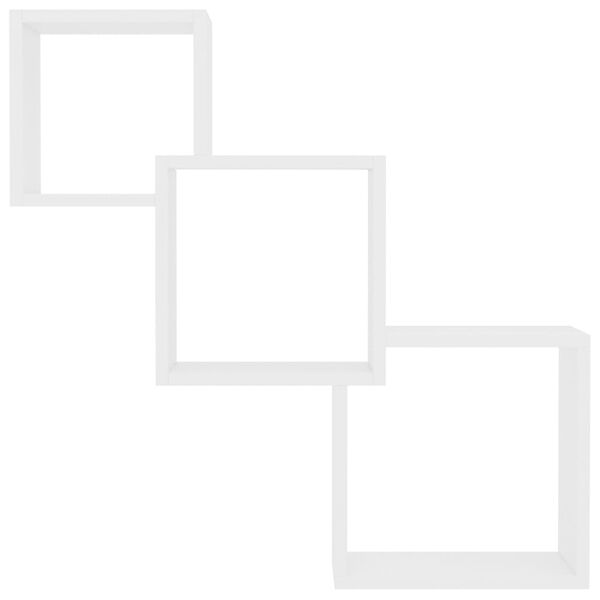 vidaXL væghylder 68x15x68 cm kubeformet konstrueret træ hvid