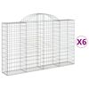 vidaXL buede gabionkurve 6 stk. 200x30x120/140 cm galvaniseret jern