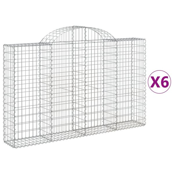 vidaXL buede gabionkurve 6 stk. 200x30x120/140 cm galvaniseret jern
