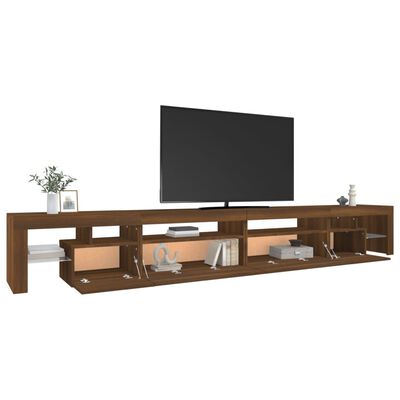 vidaXL tv-bord med LED-lys 290x36,5x40 cm brun egetræsfarve