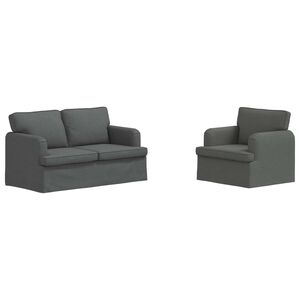 vidaXL Sofa S&aelig;t 2 pcs M&oslash;rkegr&aring; 144 x 80 x 85 cm Stof