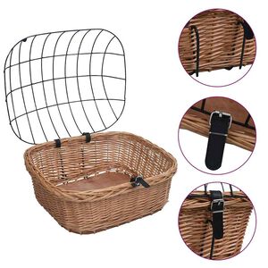 vidaXL cykelkurv med l&aring;g til styr 50x45x35 cm naturlig pil
