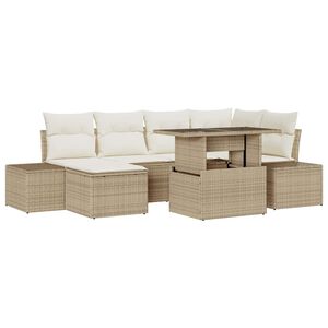 vidaXL Havesofa S&aelig;t med pude 7 pcs beige og cremefarvet