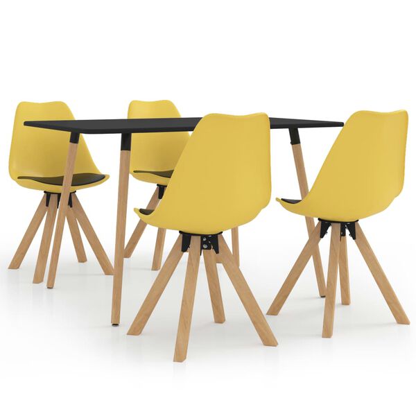 vidaXL spisebordss&aelig;t 5 dele gul og sort
