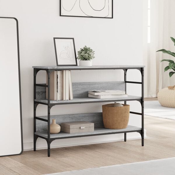 vidaXL konsolbord 100x32x75 cm konstrueret tr&aelig; gr&aring; sonoma-eg