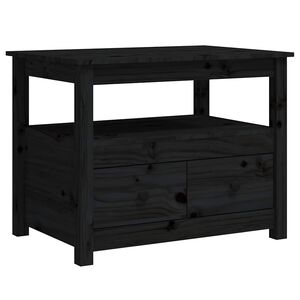 vidaXL sofabord 71x49x55 cm massivt fyrretr&aelig; sort