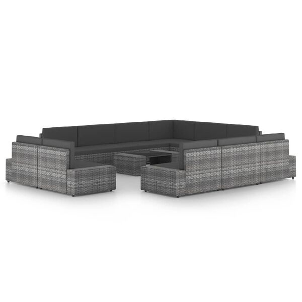vidaXL lounges&aelig;t til haven 12 dele med hynder polyrattan gr&aring;