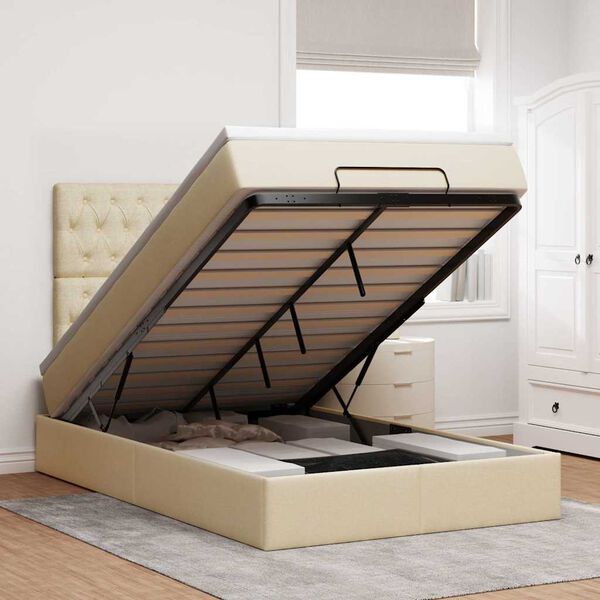 vidaXL osmannisk sengeramme med madras 120x200 cm stof cremefarvet