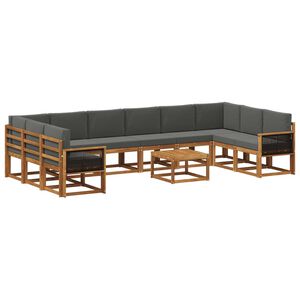 vidaXL Udend&oslash;rs sofagruppe med pude 11 pcs Naturlig og Antracit