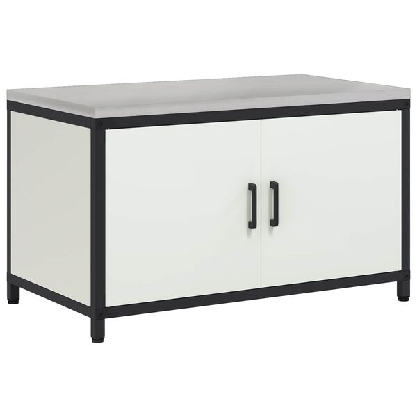 vidaXL K&oslash;kkenopbevaring med hylde med d&oslash;r Hvid 60 x 50 x 92 cm St&aring;l