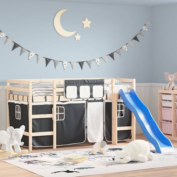 vidaXL gardiner til h&oslash;jseng polyester hvid og sort