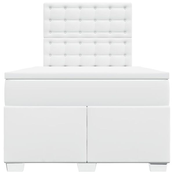 vidaXL kontinentalseng med madras 120x200 cm kunstl&aelig;der hvid