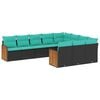 vidaXL havesofas&aelig;t med 10 hynder sort polyrattan