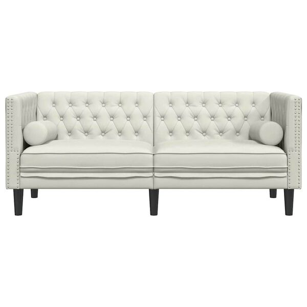 vidaXL 2-personers Chesterfield-sofa m. bolsterpuder fl&oslash;jl cremefarvet