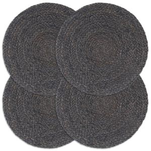 vidaXL d&aelig;kkeservietter 4 stk. rund 38 cm jute m&oslash;rkegr&aring;