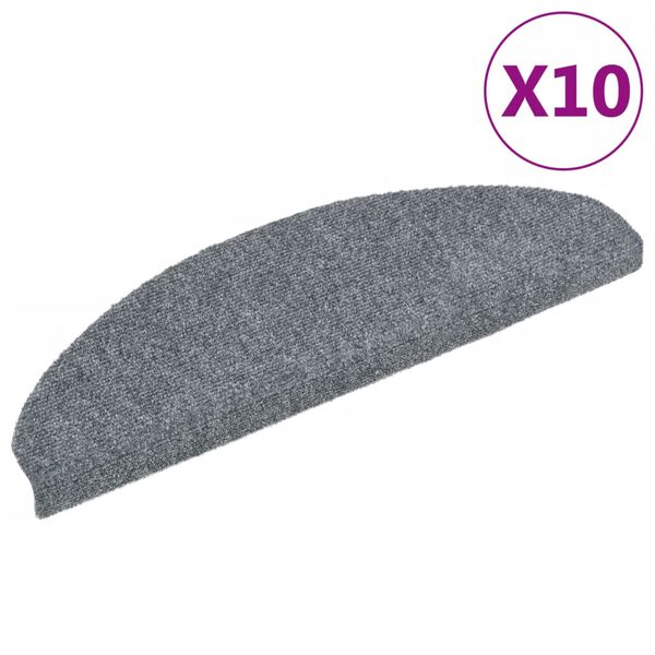 vidaXL trappem&aring;tter selvkl&aelig;bende 10 stk. 65x21x4 cm lysegr&aring; halvrunde store