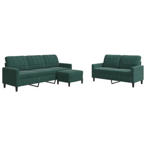 vidaXL sofas&aelig;t 3 dele med hynder velour m&oslash;rkegr&oslash;n