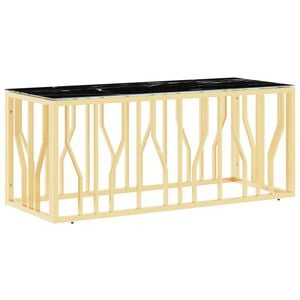 vidaXL sofabord 110x45x45 cm rustfrit st&aring;l og glas guldfarvet