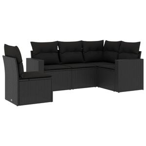 vidaXL sofas&aelig;t til haven 5 dele med hynder polyrattan sort