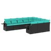 vidaXL havesofas&aelig;t med 10 hynder sort polyrattan