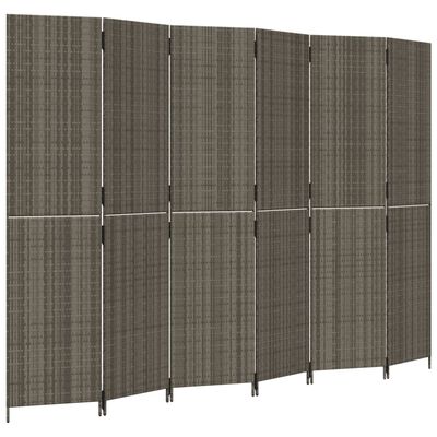 vidaXL rumdeler 6 paneler polyrattan grå