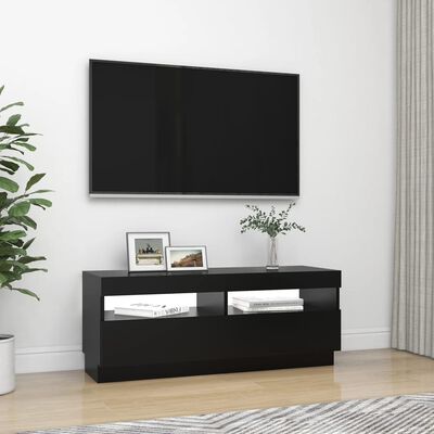 vidaXL tv-skab med LED-lys 100x35x40 cm sort