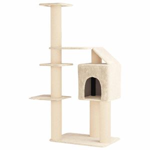 vidaXL Kattetr&aelig; med sisal klatreposter Cremefarvet 183 cm