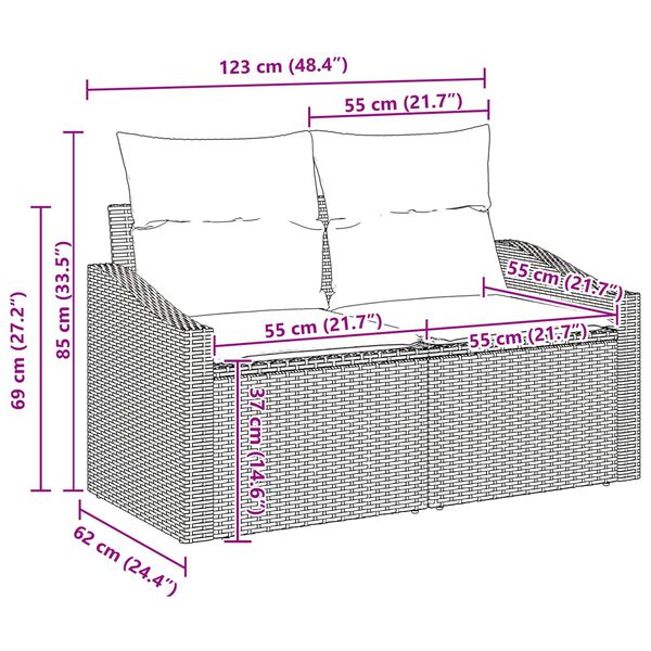 vidaXL Havesofa Sæt med opbevaring Lysegrå polyrattan