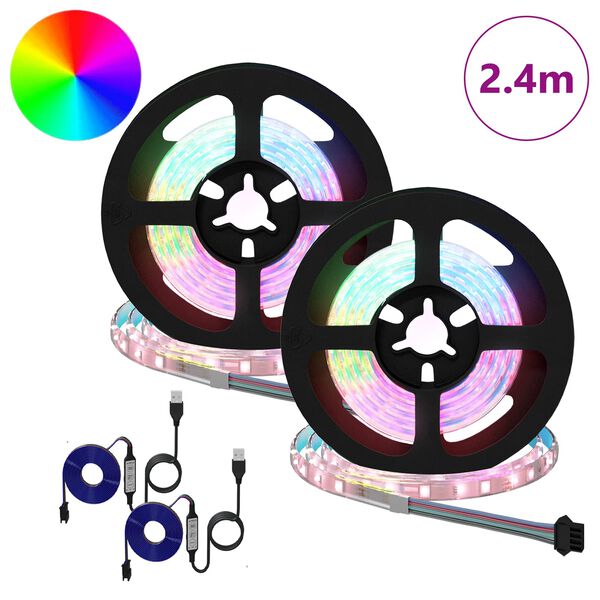 vidaXL LED Strip 2 pcs Sort og Gennemsigtig 1200 mm Kobber og plastik