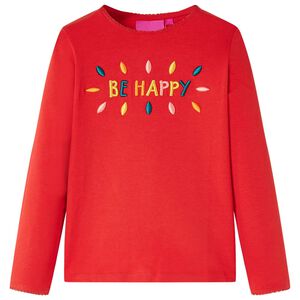 vidaXL Lang&aelig;rmet T-shirt til b&oslash;rn str. 128 r&oslash;d