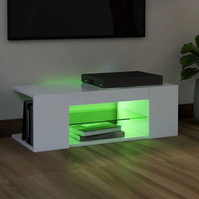 vidaXL tv-skab med LED-lys 90x39x30 cm hvid