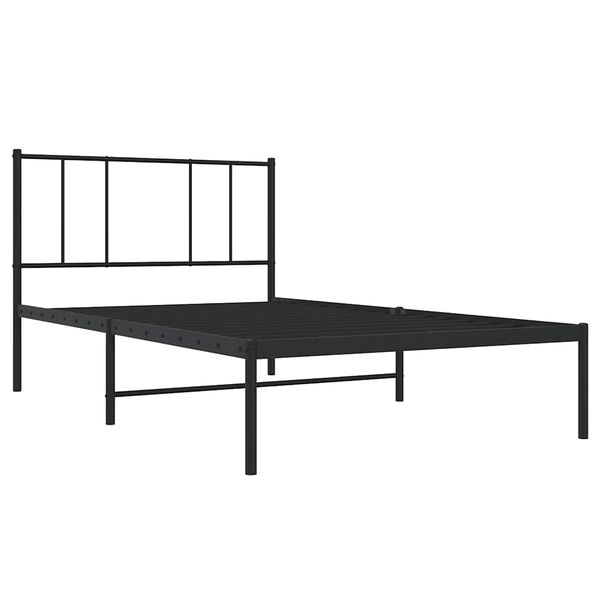 vidaXL sengeramme med sengegavl 100x190 cm metal sort