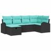 vidaXL Havesofa S&aelig;t med pude med opbevaring 6 pcs Sort polyrattan