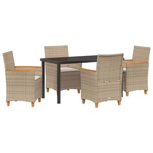 vidaXL Have Spisebordss&aelig;t 5 pcs Beige polyrattan