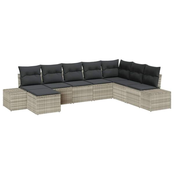 vidaXL Havesofa S&aelig;t med pude 8 pcs polyrattan