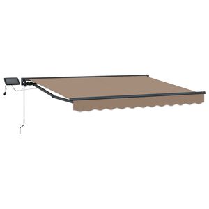 vidaXL Manuel markise-ramme med LED-lys Gr&aring;brun 3,5 x 2 m