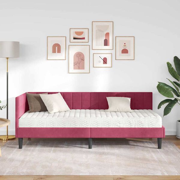 vidaXL Hj&oslash;rnesengramme med Madras med hovedg&aelig;rde 2 pcs Gr&oslash;n Fl&oslash;jl