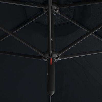 vidaXL dobbelt parasol med stålstang 600 cm sort